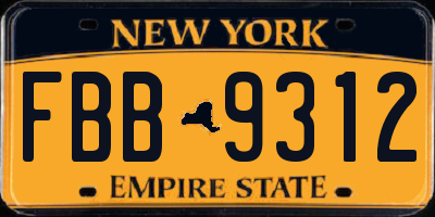 NY license plate FBB9312