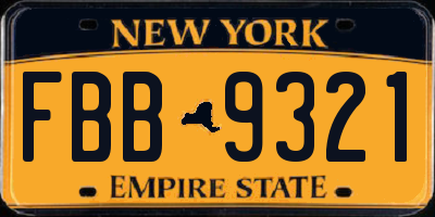 NY license plate FBB9321