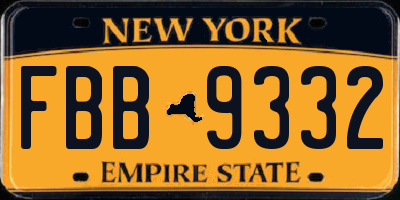 NY license plate FBB9332