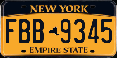 NY license plate FBB9345