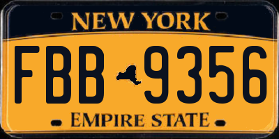 NY license plate FBB9356