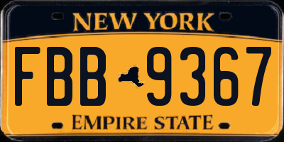 NY license plate FBB9367