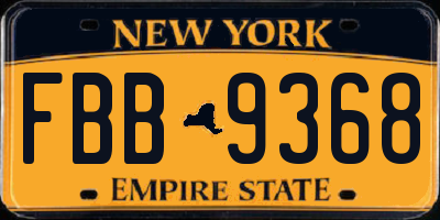 NY license plate FBB9368
