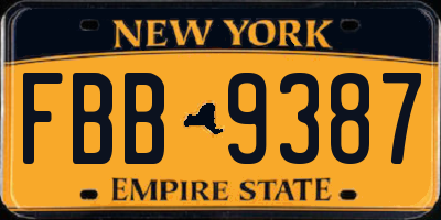 NY license plate FBB9387