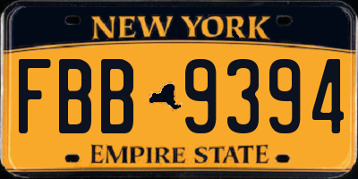 NY license plate FBB9394