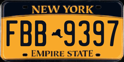 NY license plate FBB9397