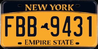 NY license plate FBB9431