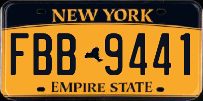 NY license plate FBB9441