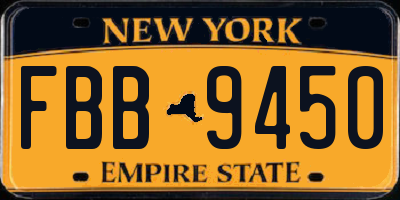 NY license plate FBB9450