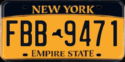 NY license plate FBB9471