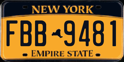 NY license plate FBB9481