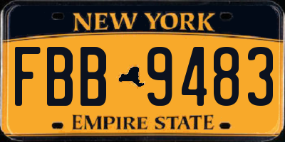 NY license plate FBB9483
