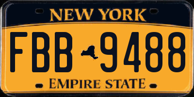 NY license plate FBB9488