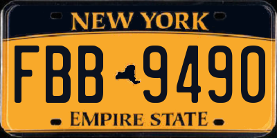 NY license plate FBB9490