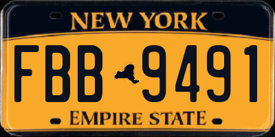 NY license plate FBB9491