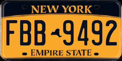 NY license plate FBB9492