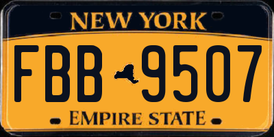 NY license plate FBB9507