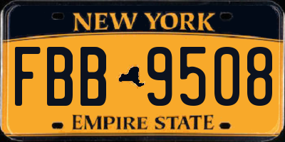NY license plate FBB9508