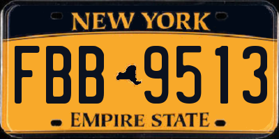NY license plate FBB9513