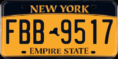 NY license plate FBB9517