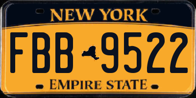 NY license plate FBB9522