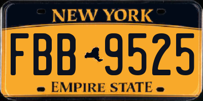 NY license plate FBB9525
