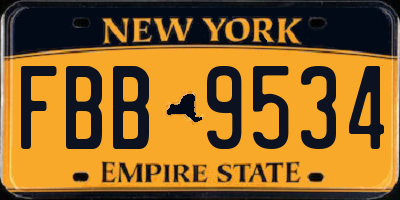 NY license plate FBB9534