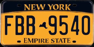 NY license plate FBB9540