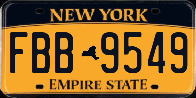 NY license plate FBB9549