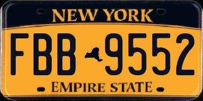 NY license plate FBB9552