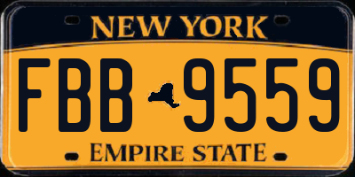 NY license plate FBB9559