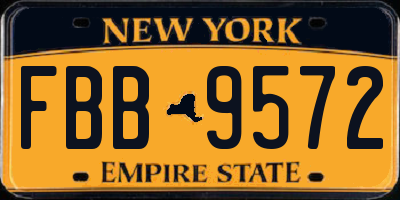 NY license plate FBB9572