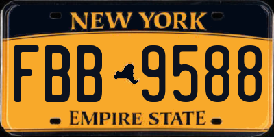 NY license plate FBB9588