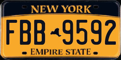 NY license plate FBB9592