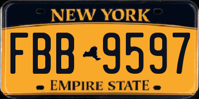 NY license plate FBB9597