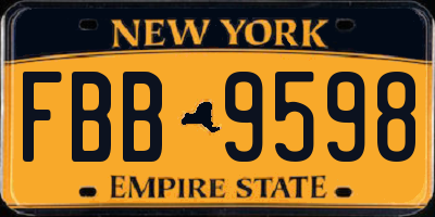 NY license plate FBB9598