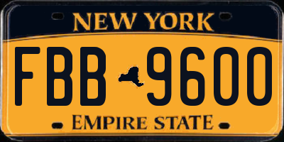 NY license plate FBB9600