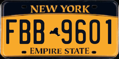 NY license plate FBB9601
