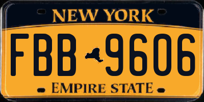 NY license plate FBB9606