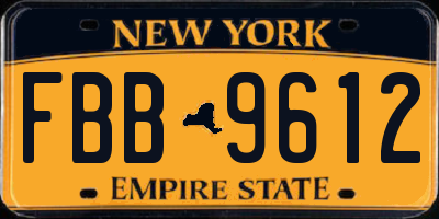 NY license plate FBB9612