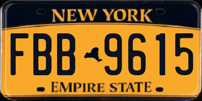 NY license plate FBB9615