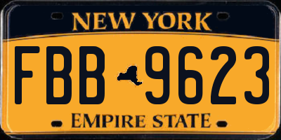NY license plate FBB9623