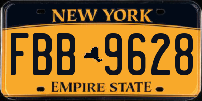 NY license plate FBB9628
