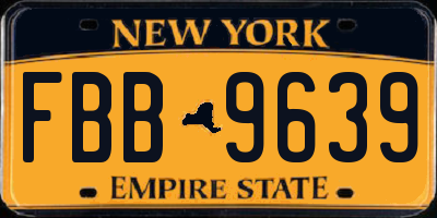 NY license plate FBB9639