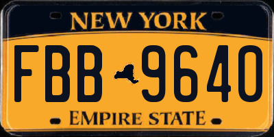 NY license plate FBB9640