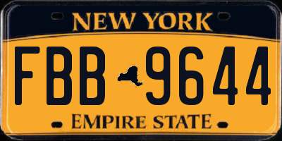 NY license plate FBB9644