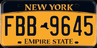NY license plate FBB9645