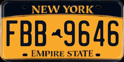 NY license plate FBB9646