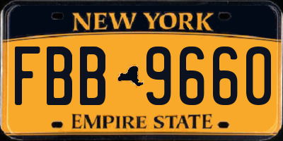 NY license plate FBB9660