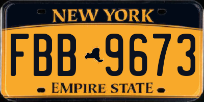 NY license plate FBB9673
